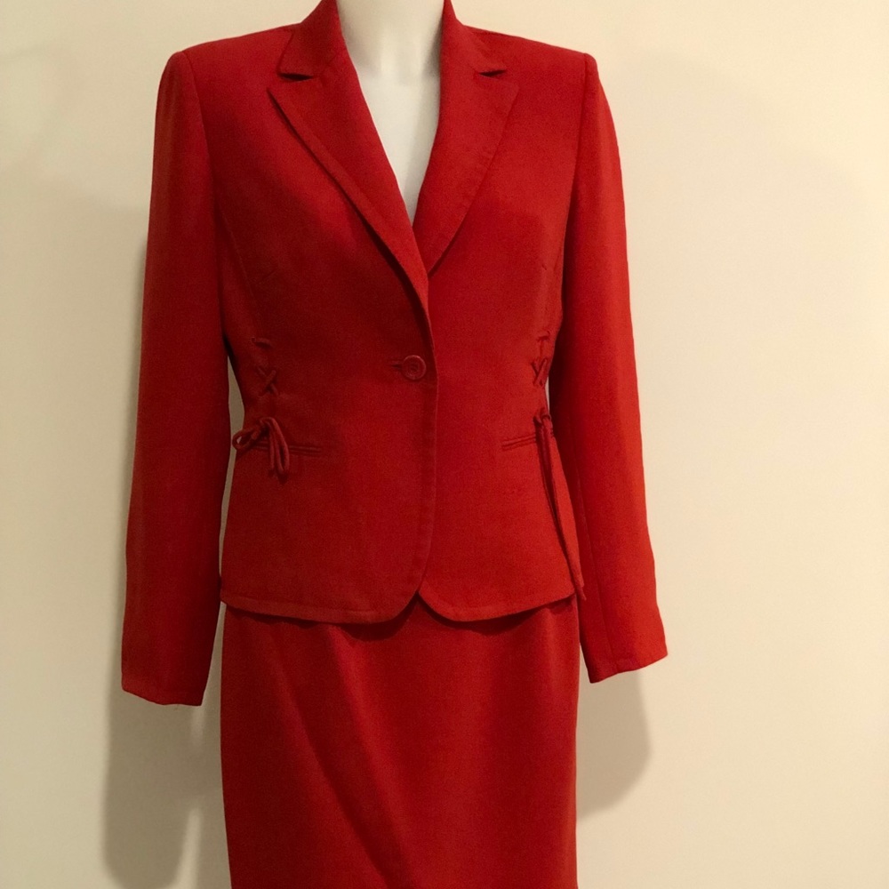 Tomato Red Skirt Suit